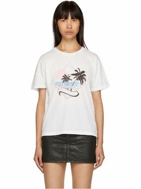 Auth SAINT LAURENT Paris White *YOUNG ROMANCE* Short-Sleeve T-Shirt Tee M